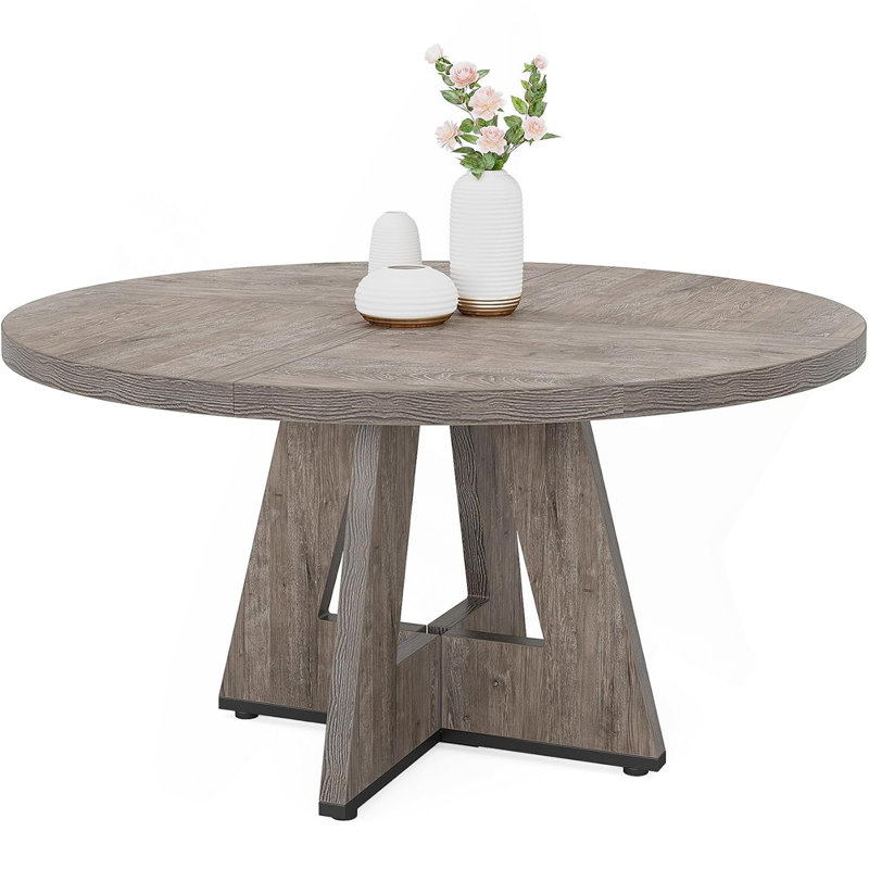 47" Round Farmhouse Dining Table, Gray