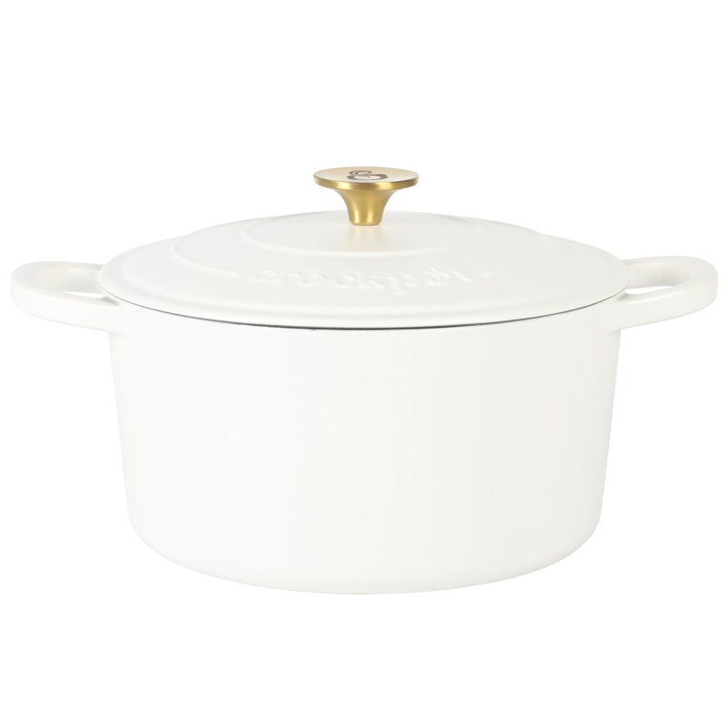 Cocotte en fonte émaillée Crockpot Artisan, 5 pintes, Crème / doré