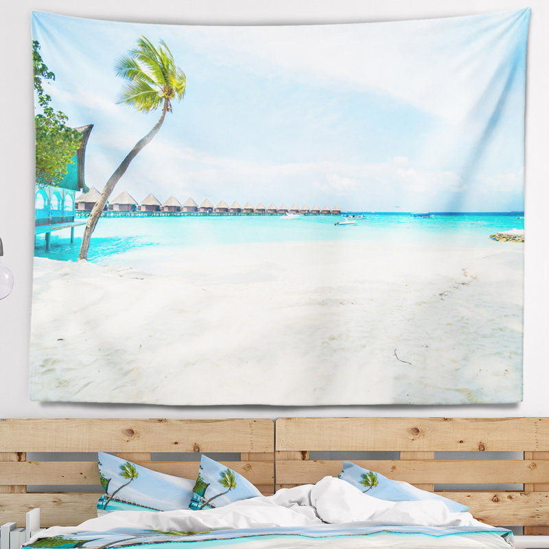 Tapisserie de paysage marin tropical des Maldives, H 32 po x l 39 po