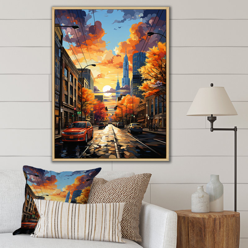 City Minneapolis Popart II sur toile, Cadre naturel flottant, H 40 po x l 30 po x P 1,5 po