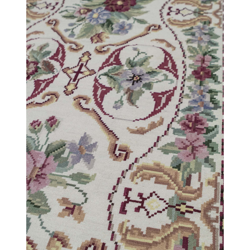 Hand-Knotted High-Quality Brown, Green, and Pink Runner