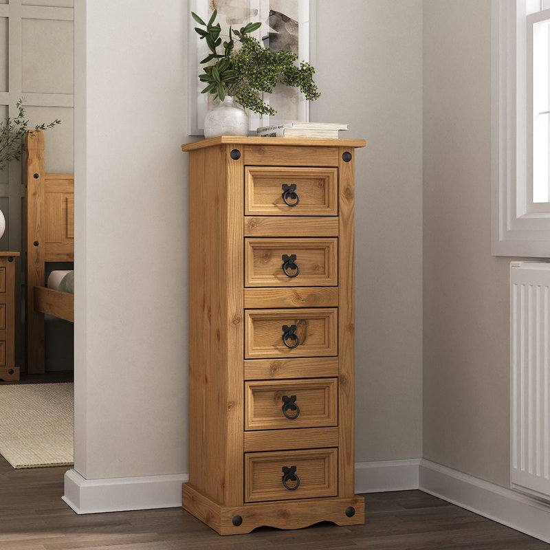 Tarsha Solid Wood 35cm W 5 - Drawer Chest of Drawers