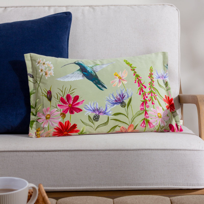 Floral Green Rectangular Lumbar Cushion