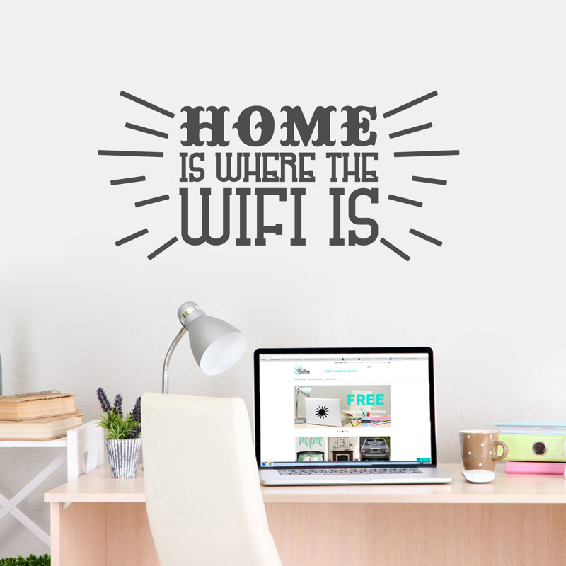 Décalcomanie murale "home is where the wifi is", Gris foncé