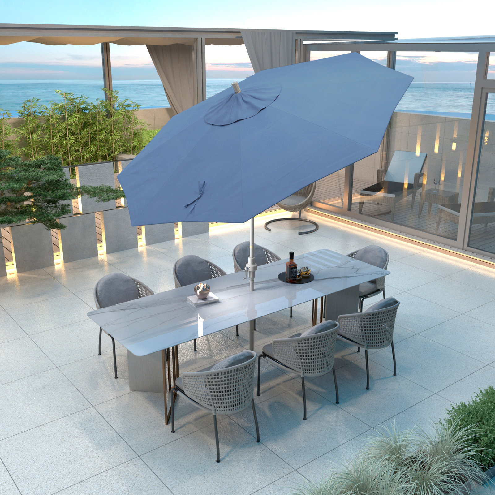 Calline 9' Umbrella, Frost Blue Performance