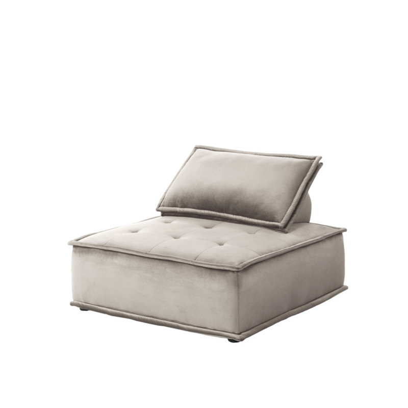 Canapé modulaire en velours gris clair 3 pièces Anna, Velours gris clair