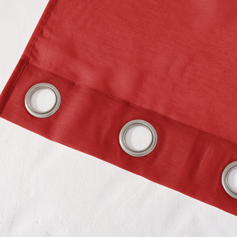 Makeira Semi Sheer Curtain Pair, Red, 2 Panels