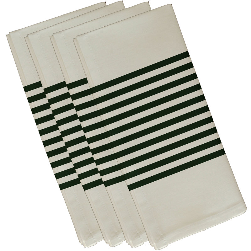 Ensemble de serviettes 4 pièces Alameda, Ivoire / vert foncé, L 18 po x L 18 po