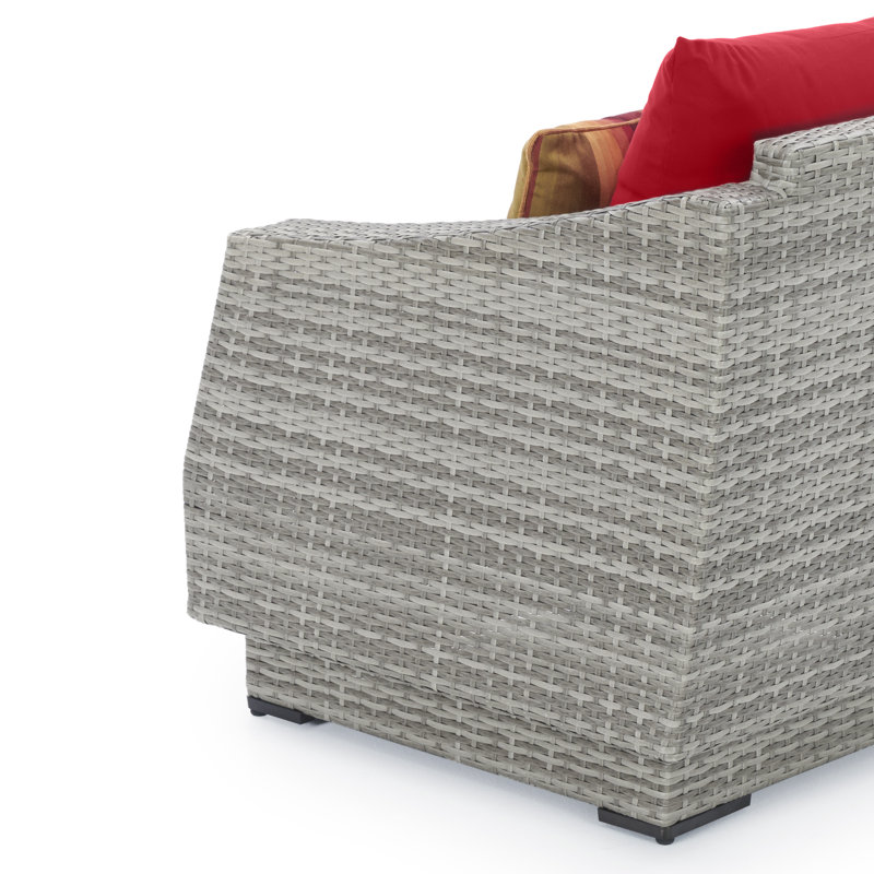 Cannes 6 Piece Corner Sectional and Conversation Table Seating Group with Cushions, Canvas Jockey Red Sunbrella® Canvas