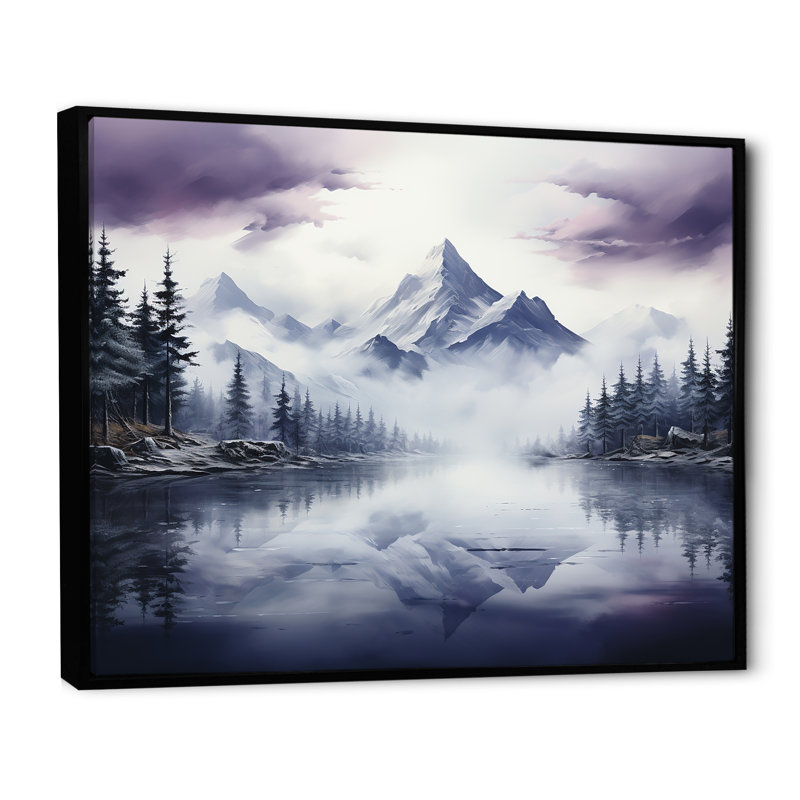 Snowy Mountain Peak III sur toile, Cadre flottant noir, H 24 po x l 32 po x P 1 po