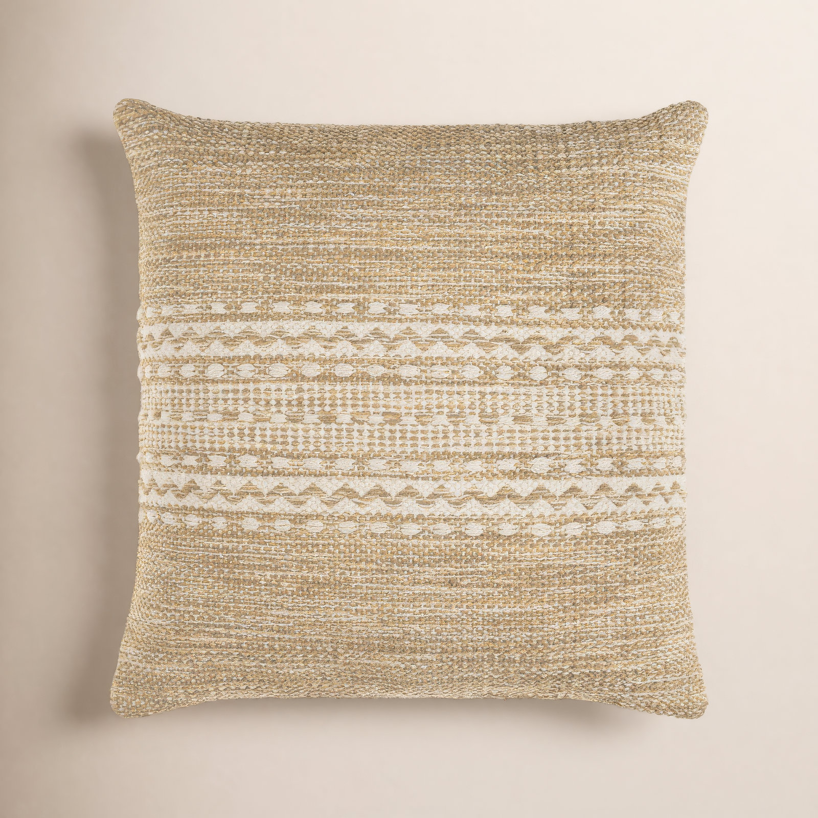 Julian Geometric Cotton Throw Pillow, Tan, Down, 20" x 20"