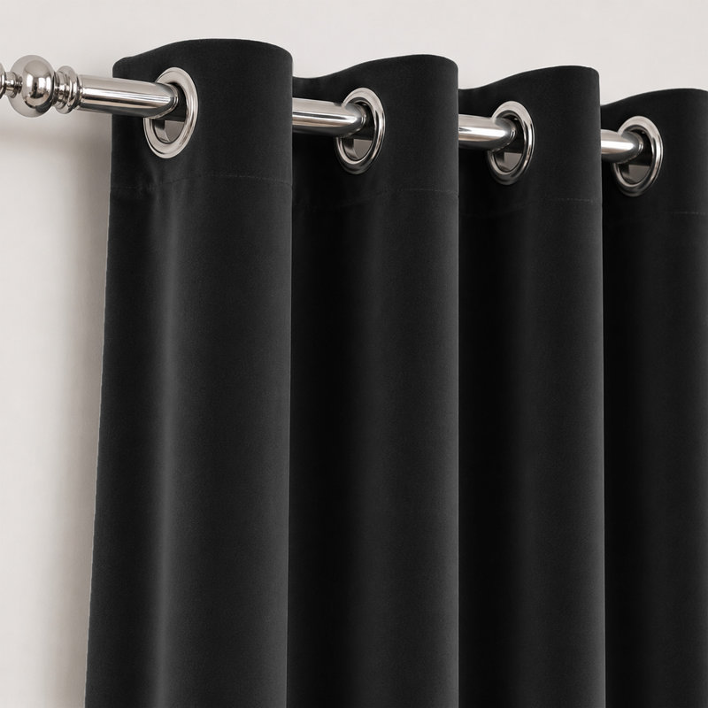 Room Darkening Single Curtain Panel, BLACK