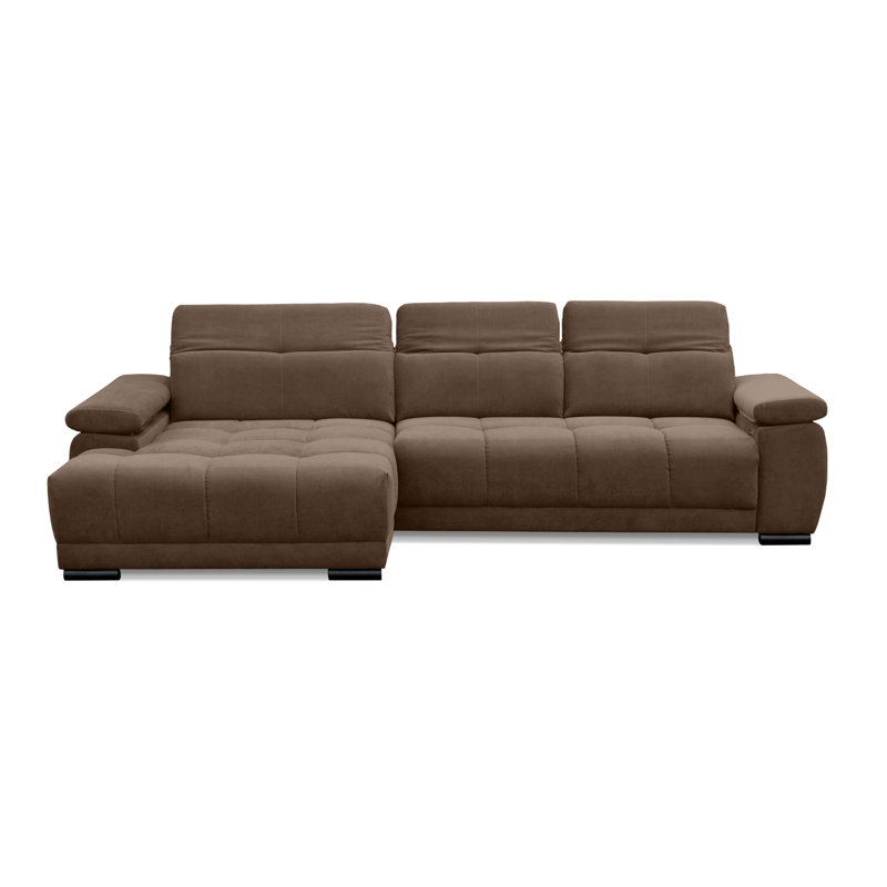 Jafiya 4 Seater Velvet Sofa Bed, Left Hand Facing, Brown