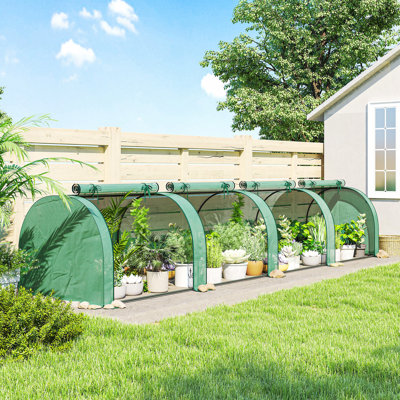 Mini serre, 177,2 po x 39,4 po x 31,5 po, serre portable avec 4 portes à enroulement, housse en PE, petite serre pour l'intérieur et l'extérieur, vert