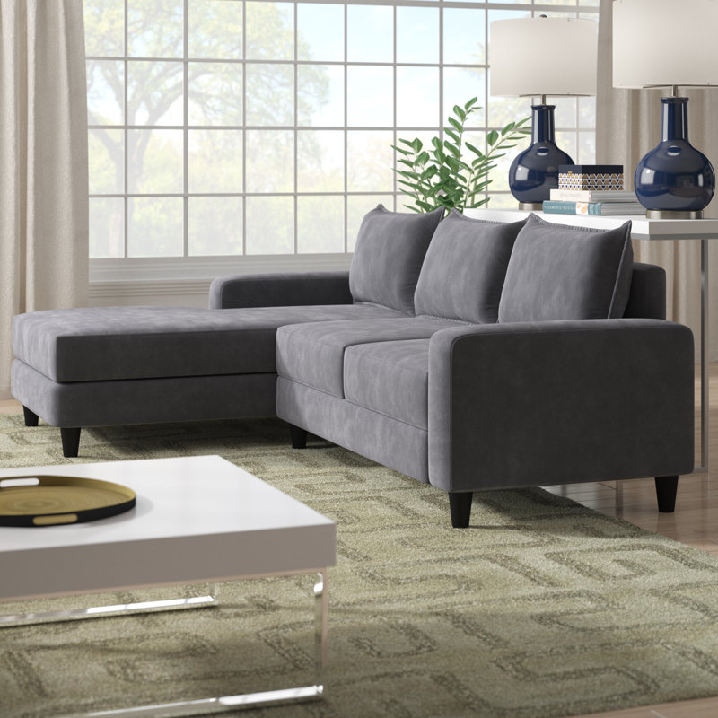 Pamila Upholstered L-Shaped Sectional, Dark Gray, Left Hand Facing