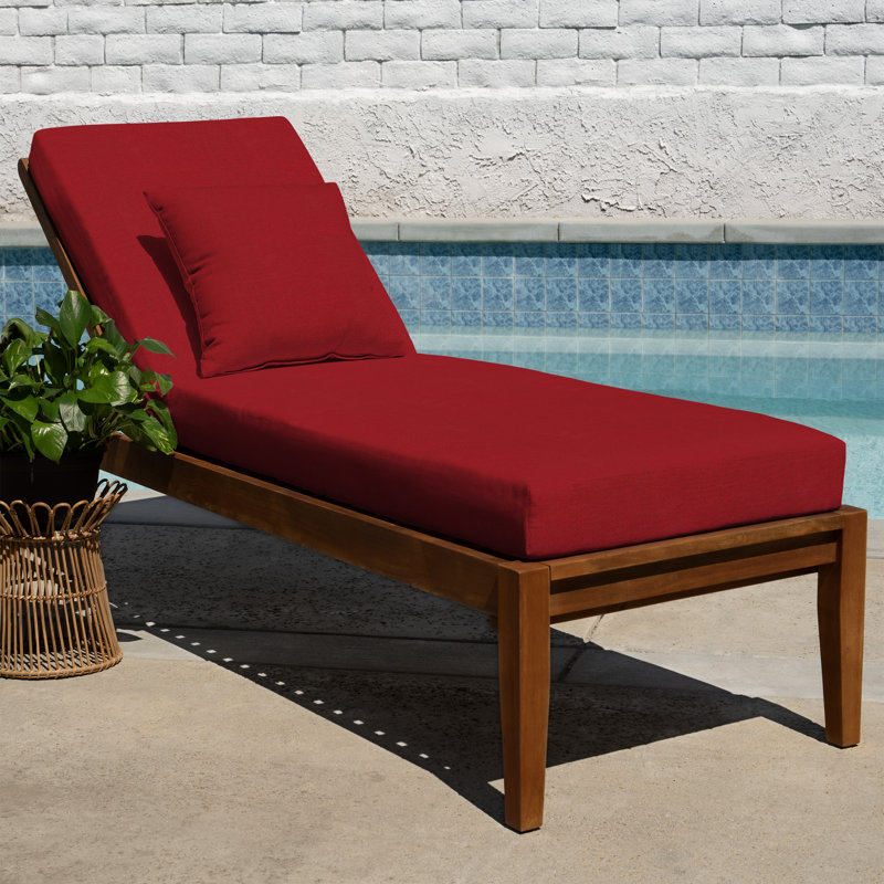 Outdoor Chaise Lounge Cushion – Weather-Resistant, Reversible, Plush Comfort - Basics by Wayfair™, Crimson Red, 73" L x 24" W
