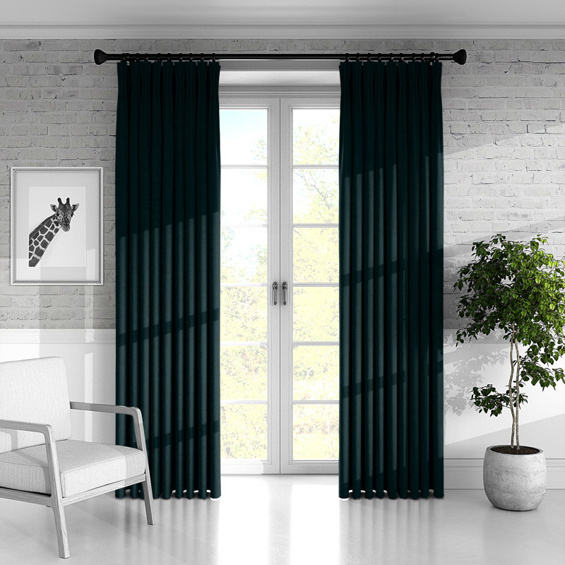 Plush Room Darkening Pinch Pleat Single Curtain Panel, 20" W x 96" L, Silver Gray