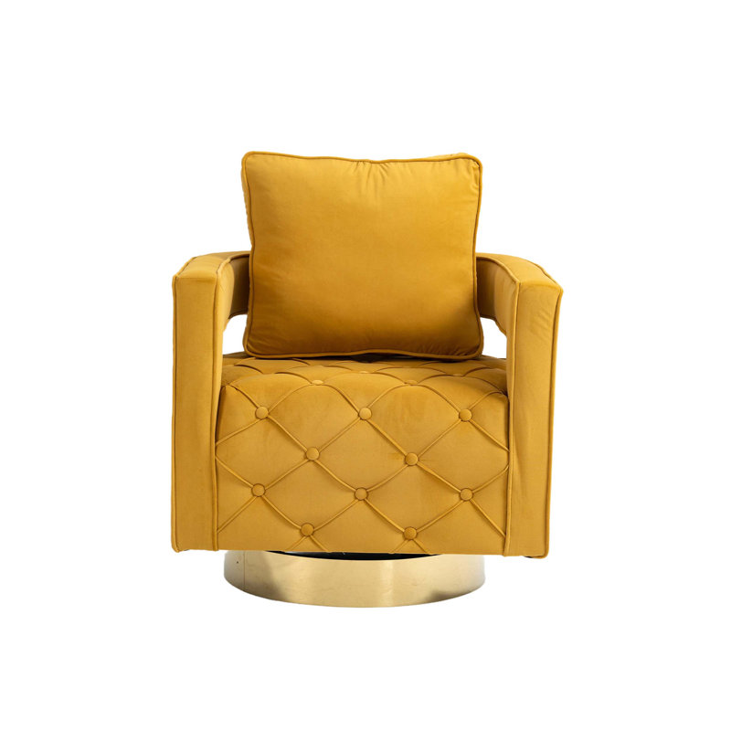 Chaise d'appoint pivotante - Fauteuil moderne et confortable avec coussin, boutons capitonnés pour le salon, la chambre à coucher et le bureau