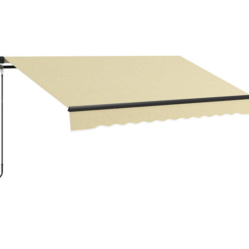 Auvent rétractable 8 pi x 6,5 pi, abri de soleil pour la terrasse avec fonctionnement manuel, tissu protégé de 280 g / m², structure en aluminium robuste, auvent beige pour terrasse et balcon de 6,5 pi, réglage du parasol, toile, structure solide