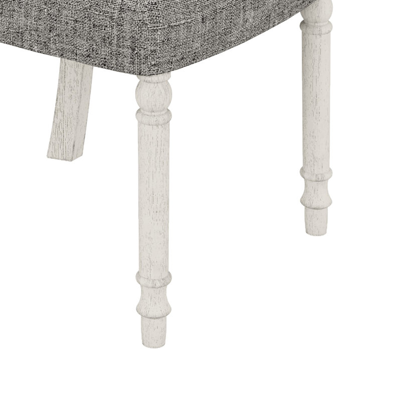 De 2 chaises d'appoint blanches et grises, hauteur de dossier de 22 po, 2 chaises rembourrées en lin grises, recouvertes de 19 po