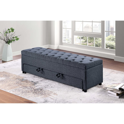Tiroir coulissant bleu, gris, style contemporain, 60 po x 19 po x 19 po, fonctionnel pour les petits espaces