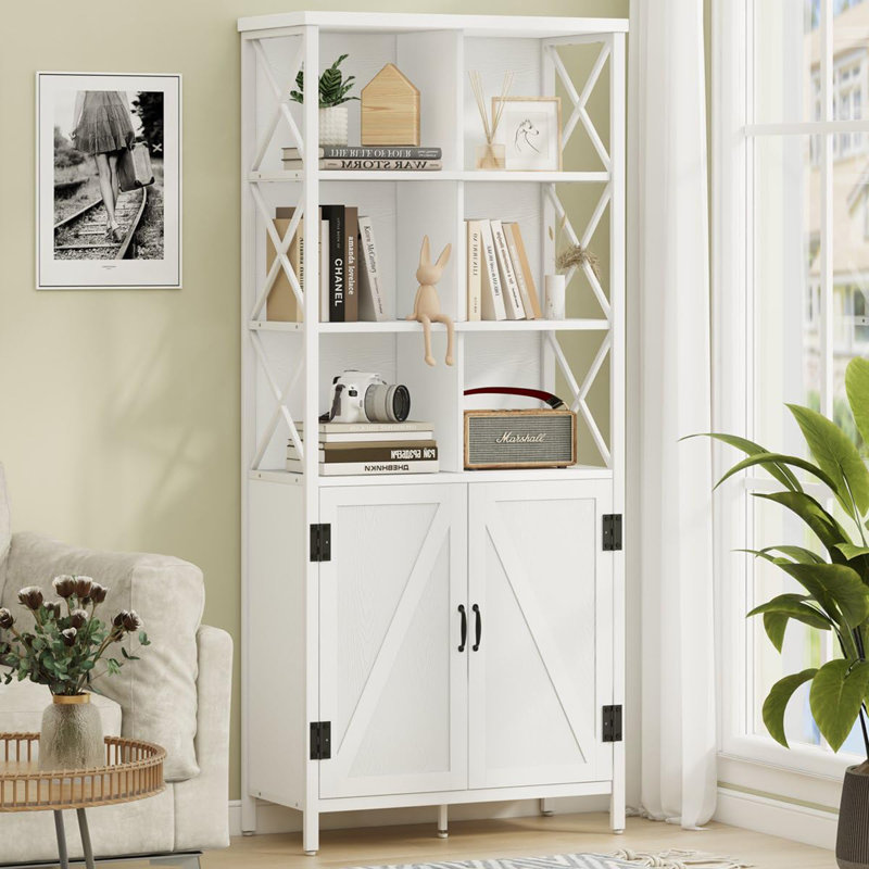 Industrial Farmhouse Book Shelf, White