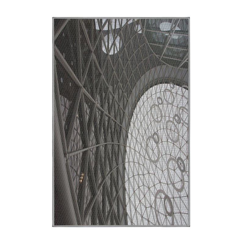 Tapis gris tissé à la machine, Rectangle 7 pi x 9 pi
