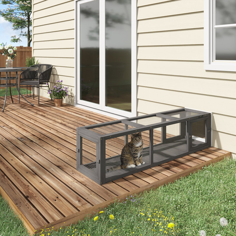 Tunnel d'extérieur pour chat avec design extensible, Gris