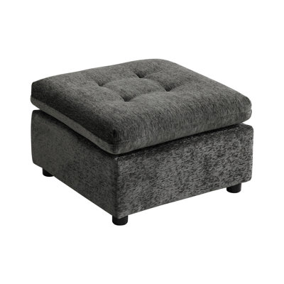 Chenille Tufted Ottoman - Square Accent Stool