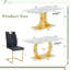 Ensemble de table de salle à manger et de chaises en verre pressé à motif de marbre avec base transformable et chaises ergonomiques, idéal pour les maisons modernes et minimalistes-1772788298-1772788299