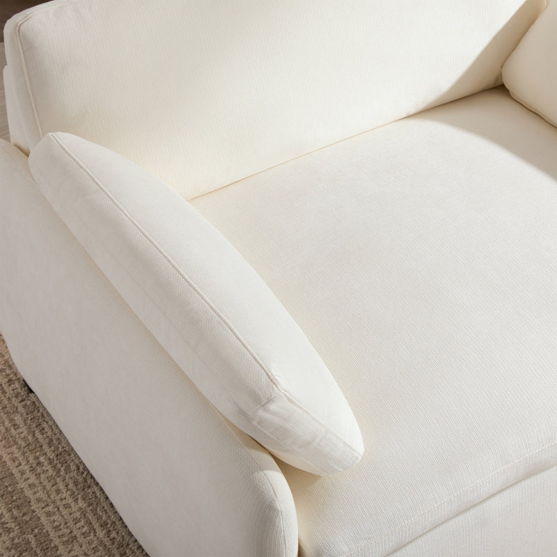 Chenille Single Sofa with pillow, Cream