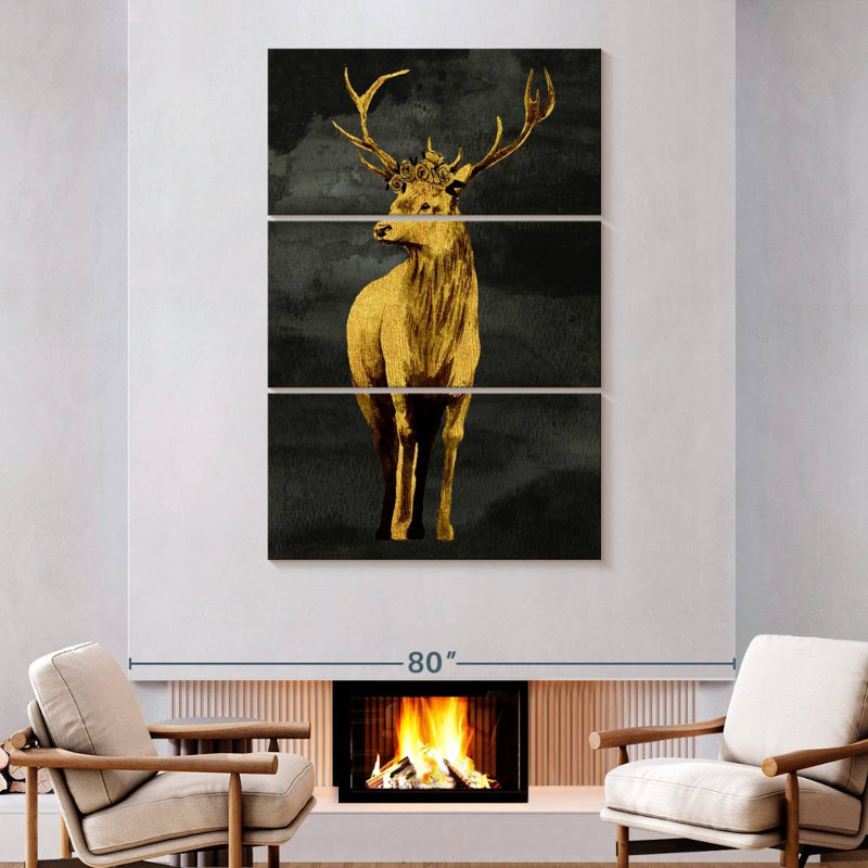 Cerf doré Brampt, H 74 po x l 48 po