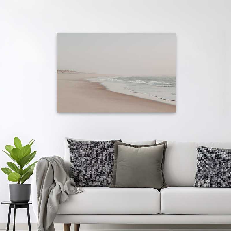 «Hazy Morning At The Ocean», art mural côtier paisible et serein, H 32 po x l 48 po