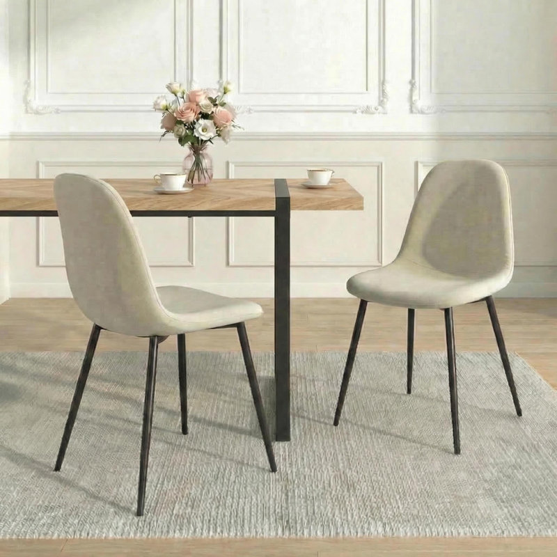 Modern Industrial 5-piece Dining Set, 59" Rectangular Table&4 Upholstered Chairs