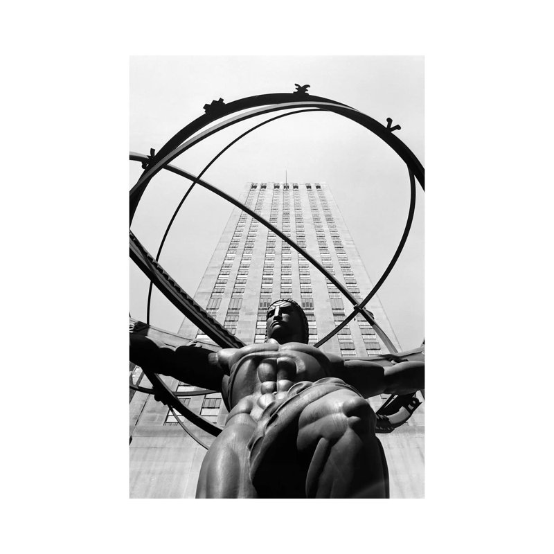 1950s Statue Of Atlas At Rockefeller Center Midtown Manhattan USA - Wrapped Canvas Print, 66.04 cm H x 45.72 cm W x 1.91 cm D
