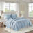 3 Piece Reversible Scalloped Edge Quilt Set Blue Full/Queen