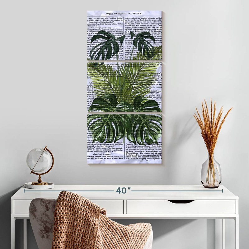 Feuilles sur des notes, H 32 po x l 15 po