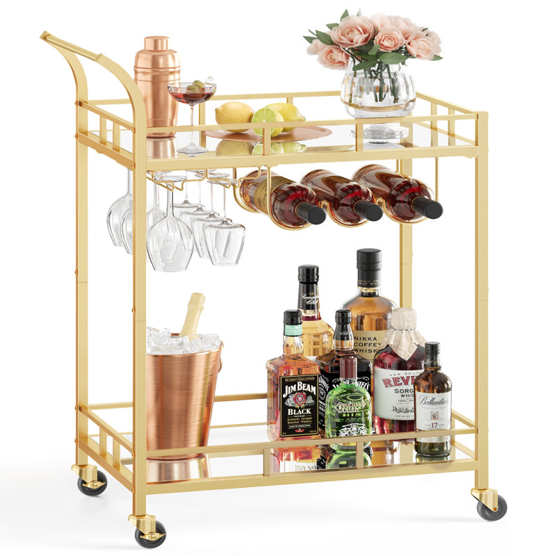 Aarnav Metal Bar Cart, Gold