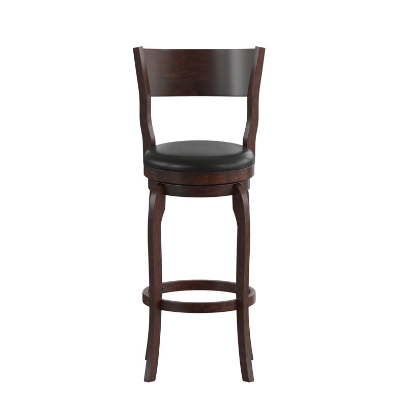 Tabouret Nichola, Similicuir noir / cadre espresso, Tabouret de bar (siège d'une hauteur de 30 po)