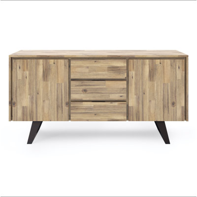 Buffet Fulton de 152 cm de large en bois d'acacia massif, fini blé doré vieilli.