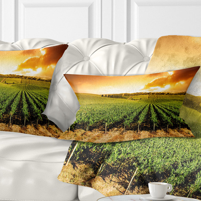 Paysage Sunset Vineyard Panorama - Coussin décoratif imprimé paysage