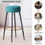 Modern Velvet Bar Stool with Gold Footrest and Black Metal Legs, Counter Height Kitchen Stool-1462102460