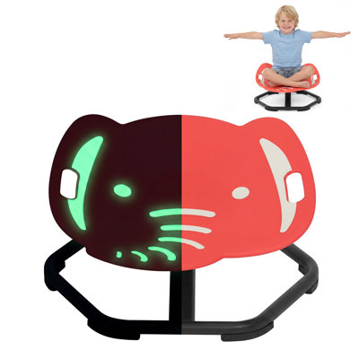 Glow-in-the-Dark Elephant Multifunctional Sensory Spinning Chair, Sit and Spin Swivel Toy for Kids with Autism & ADHD, Balance Training Seat, Ages 3 and Up, Red