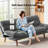 75”Convertible Futon Sofa Bed with Adjustable Backrest and 5-Level Armrests, Corduroy Futon Couch ,Sleeper Sofa Loveseat for Small Spaces, Apartment or Office,Gray-108486679-100150246