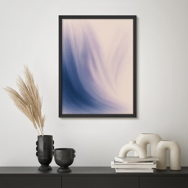 Art abstrait dégradé bleu doux et mauve - art mural minimaliste moderne pour chambre à coucher ou salon, H 14 po x l 11 po