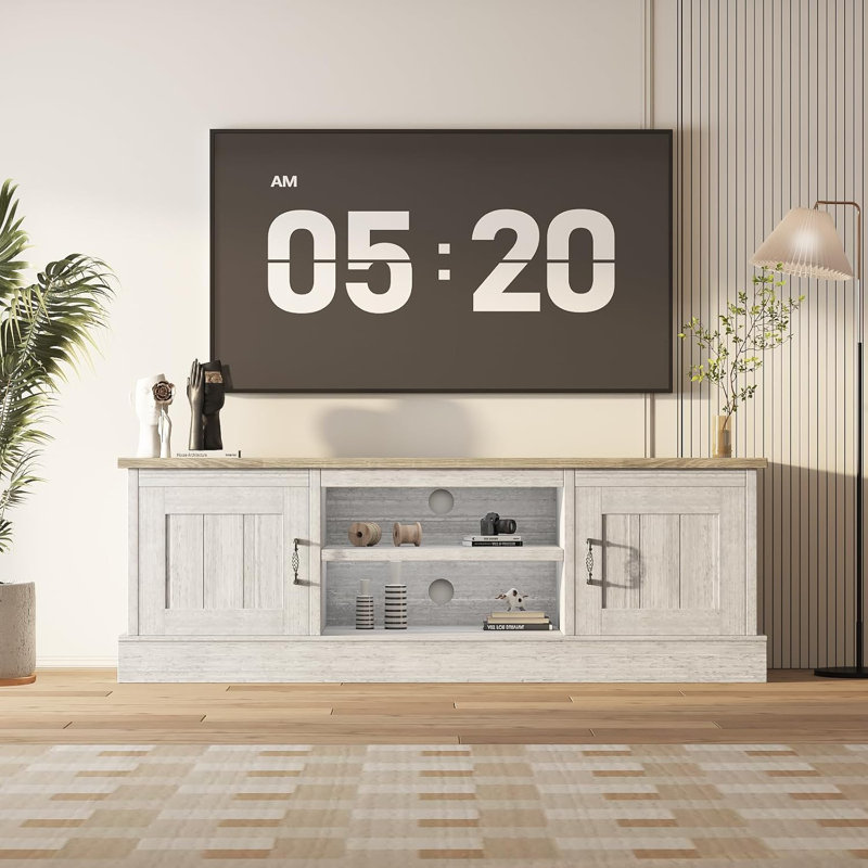 Unfinished TV Stand for TVs up to 65", Grey/White
