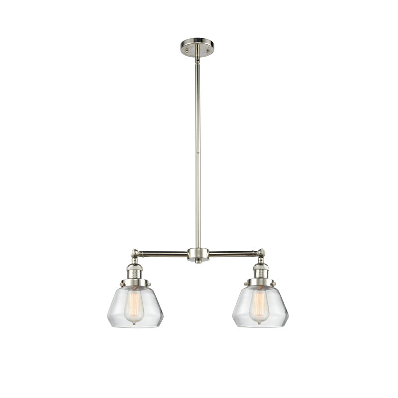Chill 2 - Light Kitchen Island Pendant, 6 Watt Vinage LED Bulb, Clear, Polished Nickel