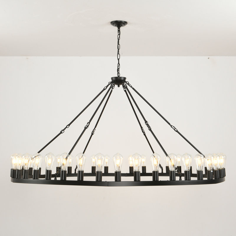 Lustre en roue de chariot de 64 pouces avec 42 lumières pour hauts plafonds