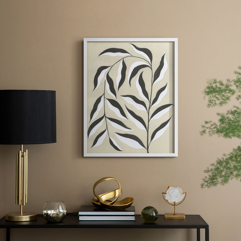 Reproduction encadrée de bois massif émergent II, H 15 po x l 12 po, Blanc