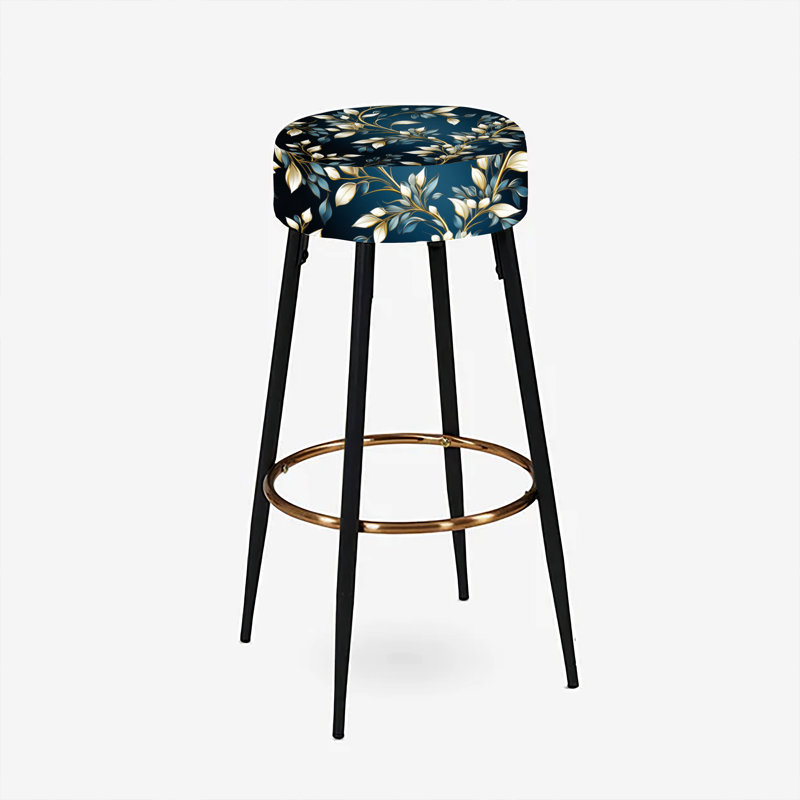 Ensemble de 2 tabourets de bar or et bleus Royal Botanical Vines
